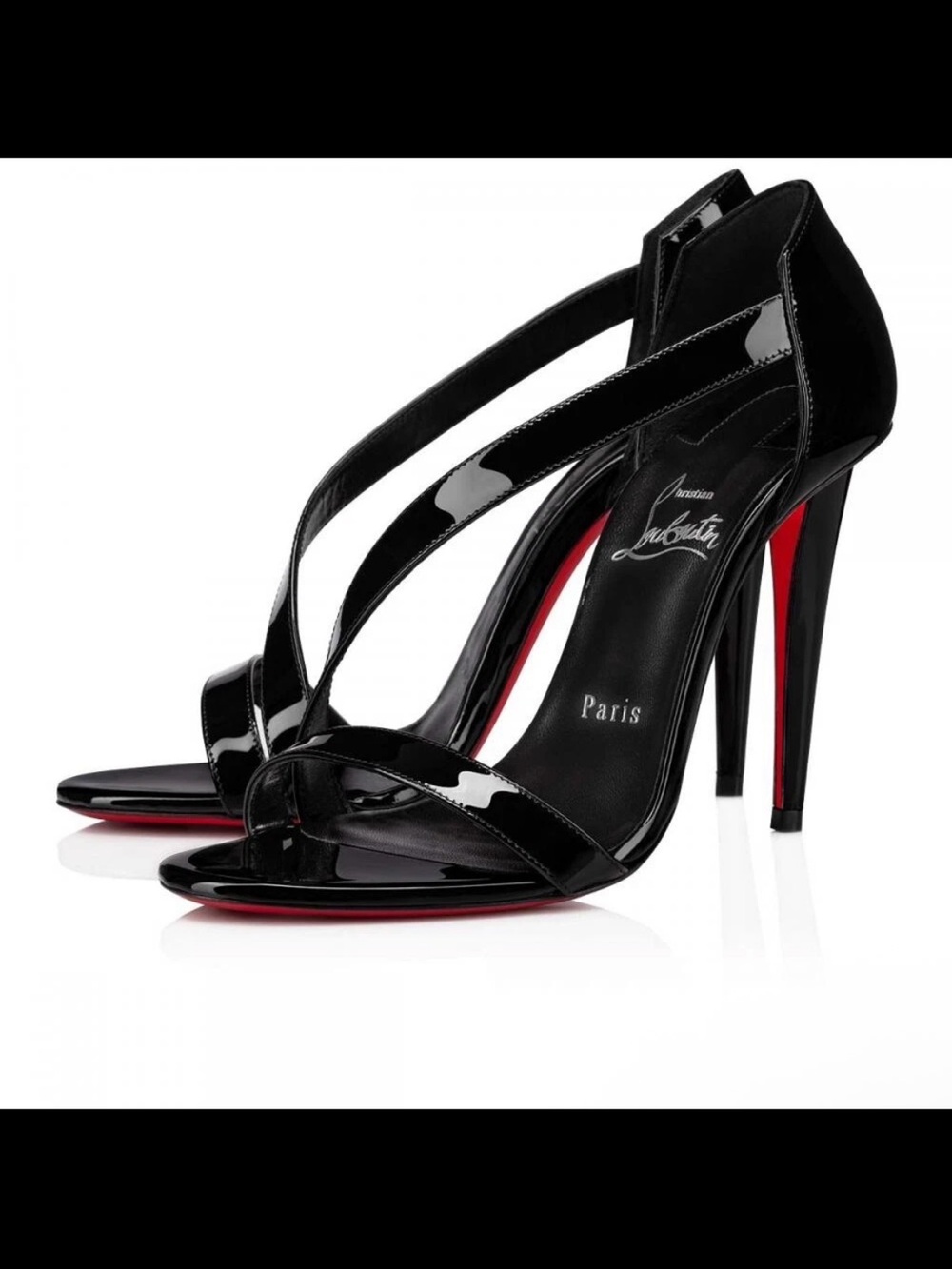 Christian Louboutin astridal Black Patent Strappy High Heel Sandals